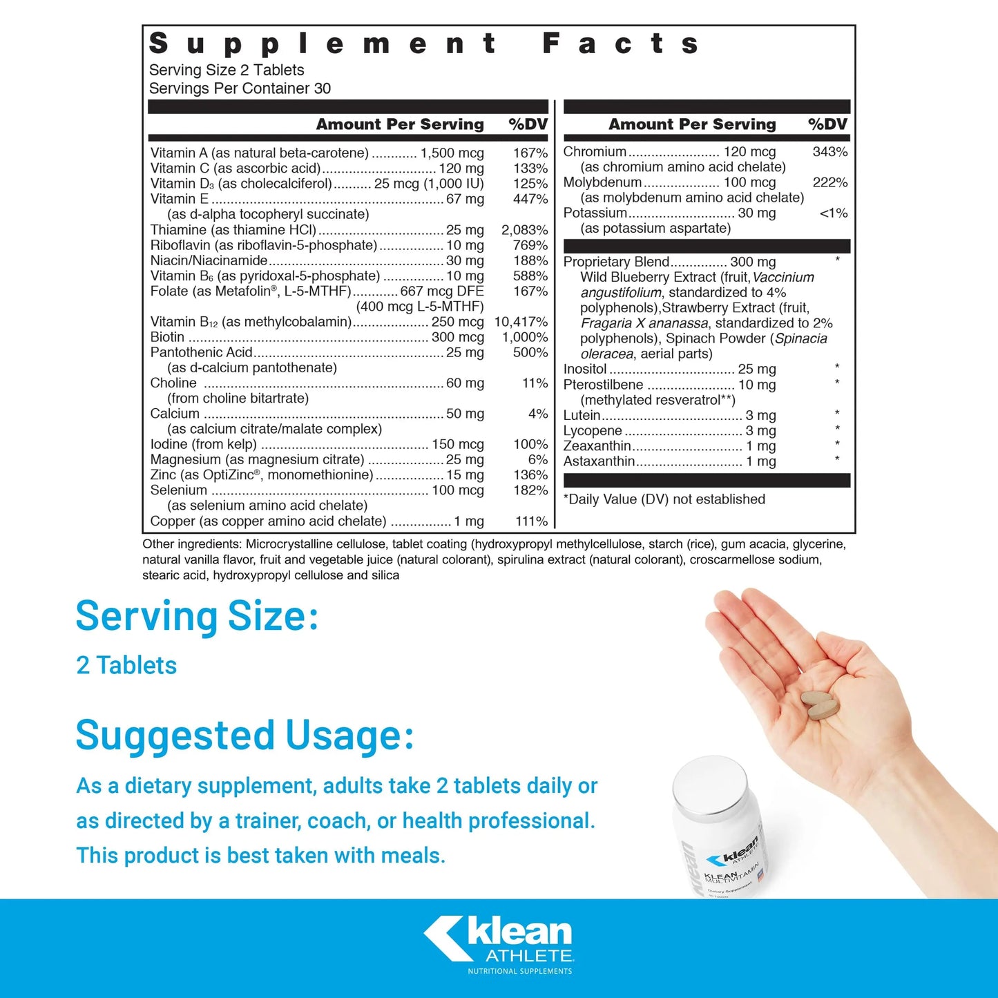 Klean Athlete Klean Multivitamin - Essential Nutrients & Antioxidants for Optimal Health - NSF Certified for Sport - 60 Tablets Klean AthleteBuy Supplements Australia