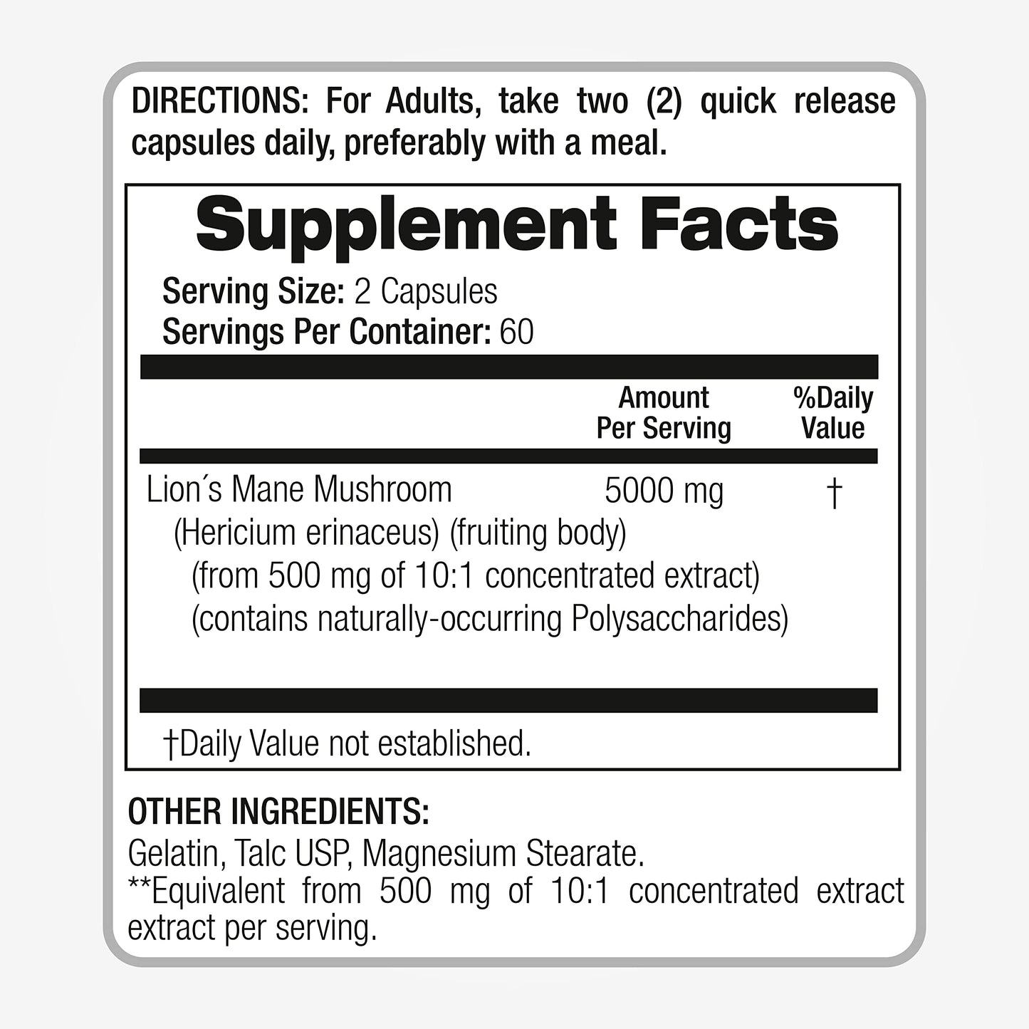 Lab | Lions Mane | 5000 mg per Serving | 120 Capsules | lions mane supplement | lions mane FITO MEDIC'SBuy Supplements Australia