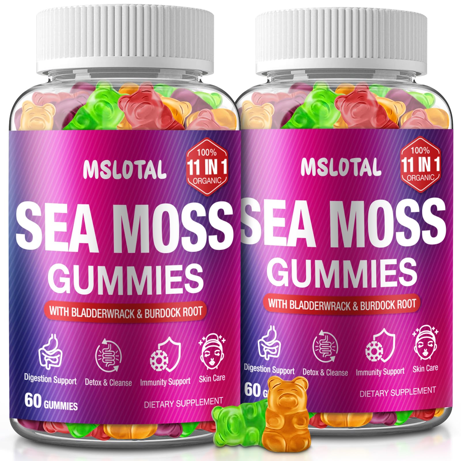MSLOTAL Irish Sea Moss Gummies with Ashwagandha Bladderwrack and Burdock Root - Natural Irish Seamoss Supplement for Thyroid, Energy, Immune Support - 60 Vegan Gummy MSLOTALBuy Supplements Australia