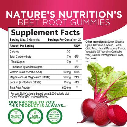 Nature's Nutrition Beet Gummies with Beetroot - Energy & Heart Health Support Nature's NutritionBuy Supplements Australia