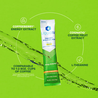 Liquid I.V. Hydration + Energy Multiplier - Yuzu Pineapple - Hydration Powder Packets Liquid I.V.Buy Supplements Australia