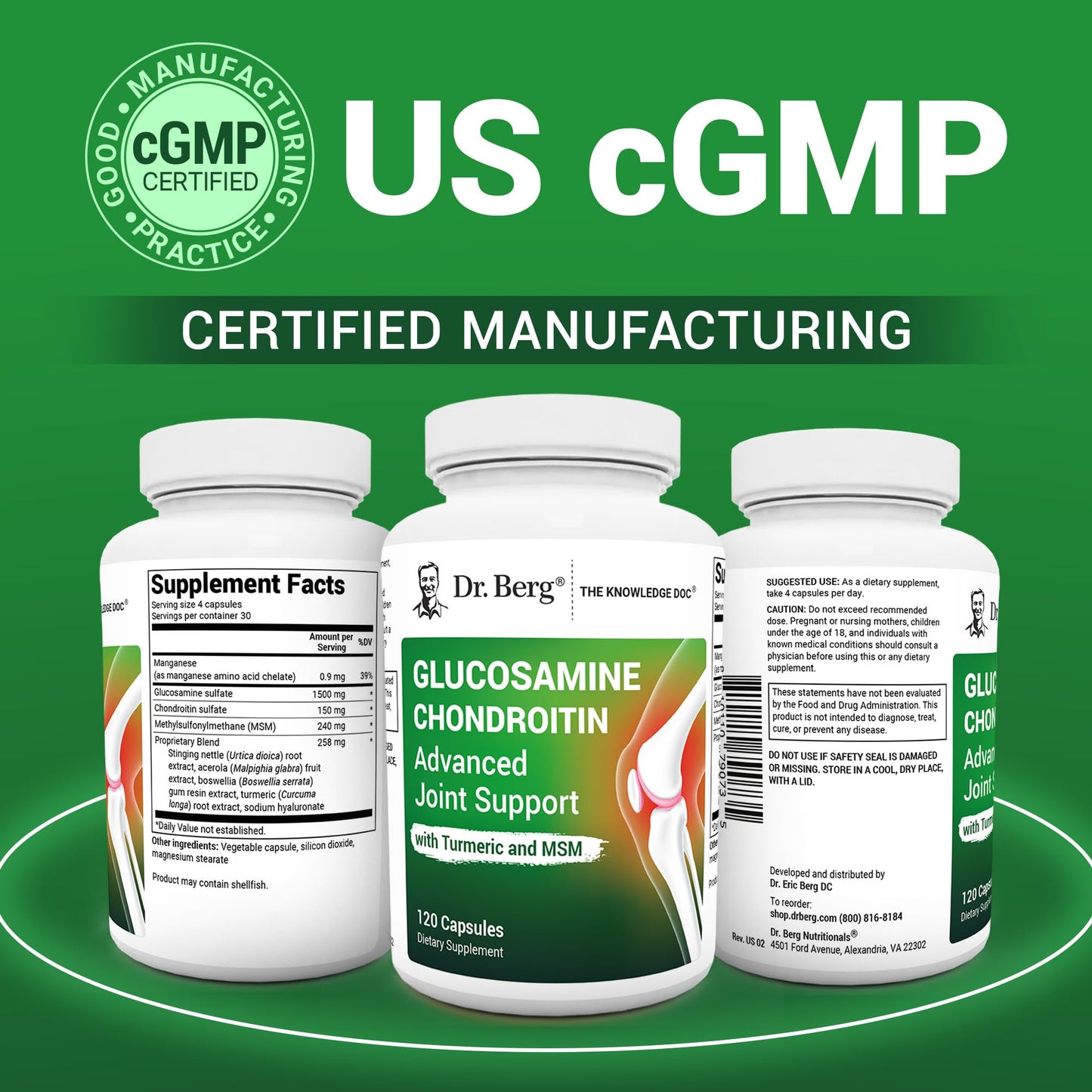 Dr. Berg Glucosamine Chondroitin MSM Turmeric & Boswellia - Advanced Joint Support Supplement with 1500 mg Glucosamine Sulfate - Includes 120 Capsules Dr. Berg NutritionalsBuy Supplements Australia