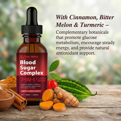 true nutra Blood Sugar Complex, 7-in-1 Formula Blood Sugar Support Supplement with Berberine, Ceylon Cinnamon, Chromium, Bitter Melon, Turmeric, Ginseng, Glucomannan (1PCS) true nutraBuy Supplements Australia