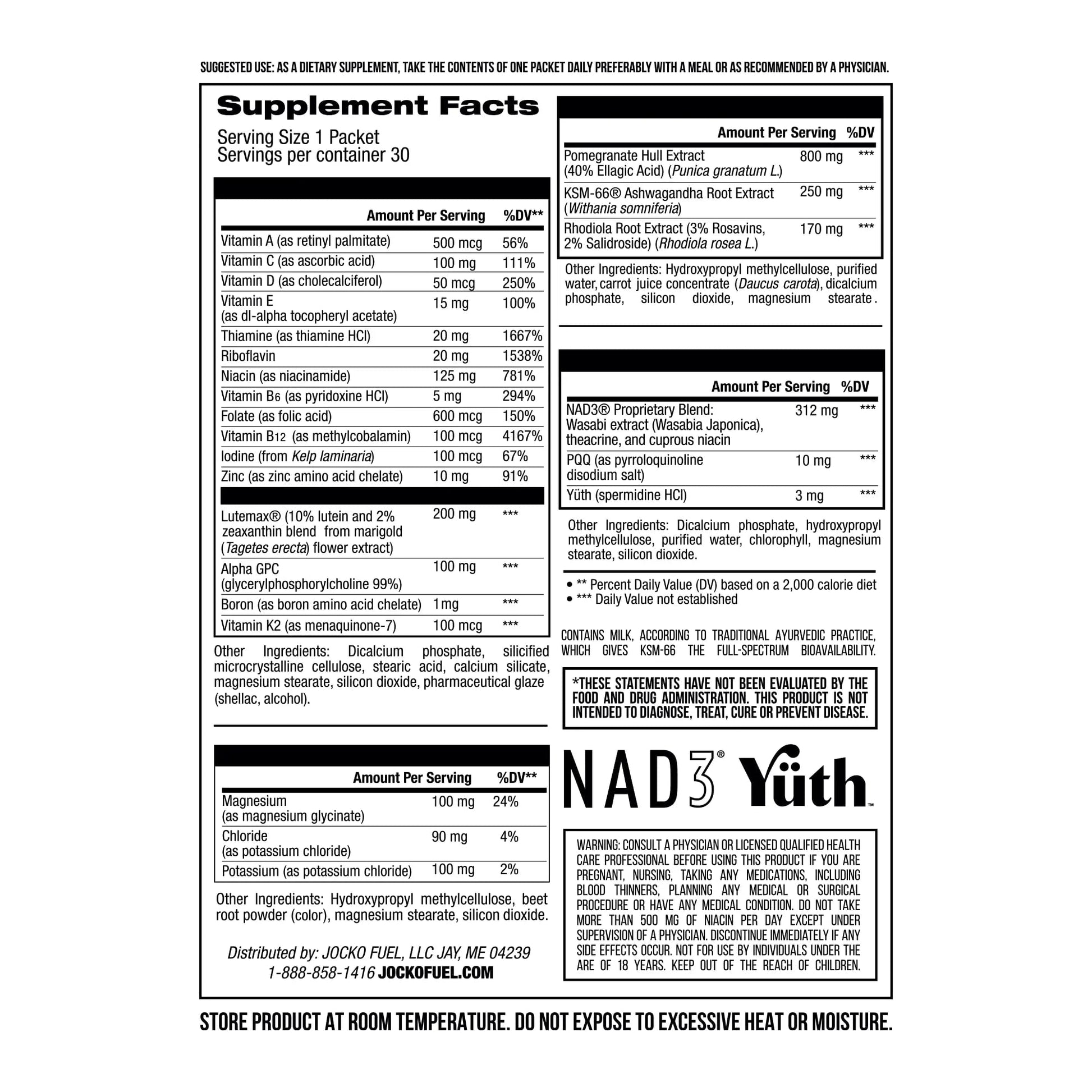 Jocko Fuel TIME WAR - Multivitamin for Men & Women. NAD Supplement for Healthy Aging, Heart, Bone, & Eye Health. Essential Vitamins and Minerals Jocko Fuel