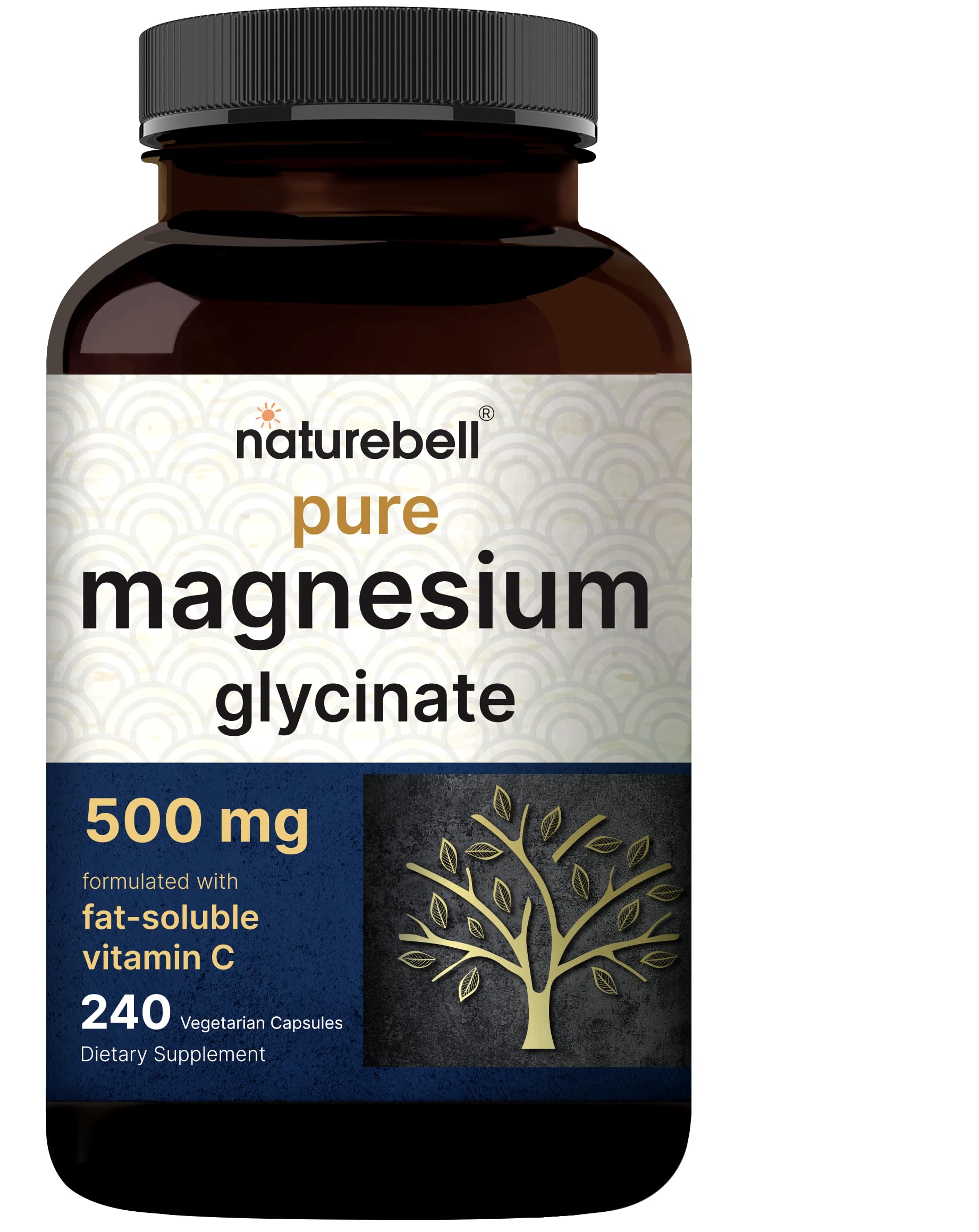 Naturebell Pure Magnesium Glycinate 500mg, 240 Veggie Capsules | 100% Chelated & Purified – 3rd Party Tested, Vegan Friendly, Non-GMO, Fiiler Free NatureBellBuy Supplements Australia