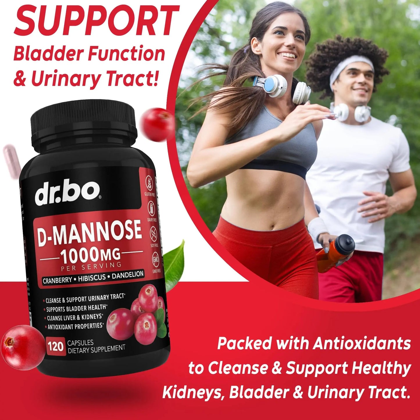 D Mannose Supplements for Women Pills - Natural D-Mannose 500mg Capsules, Cranberry DMannose Pills 1000mg Per Serving - Bladder Flush & Urinary Tract Cleanse Health Supplement - 120 Veg Capsules DR. BOBuy Supplements Australia