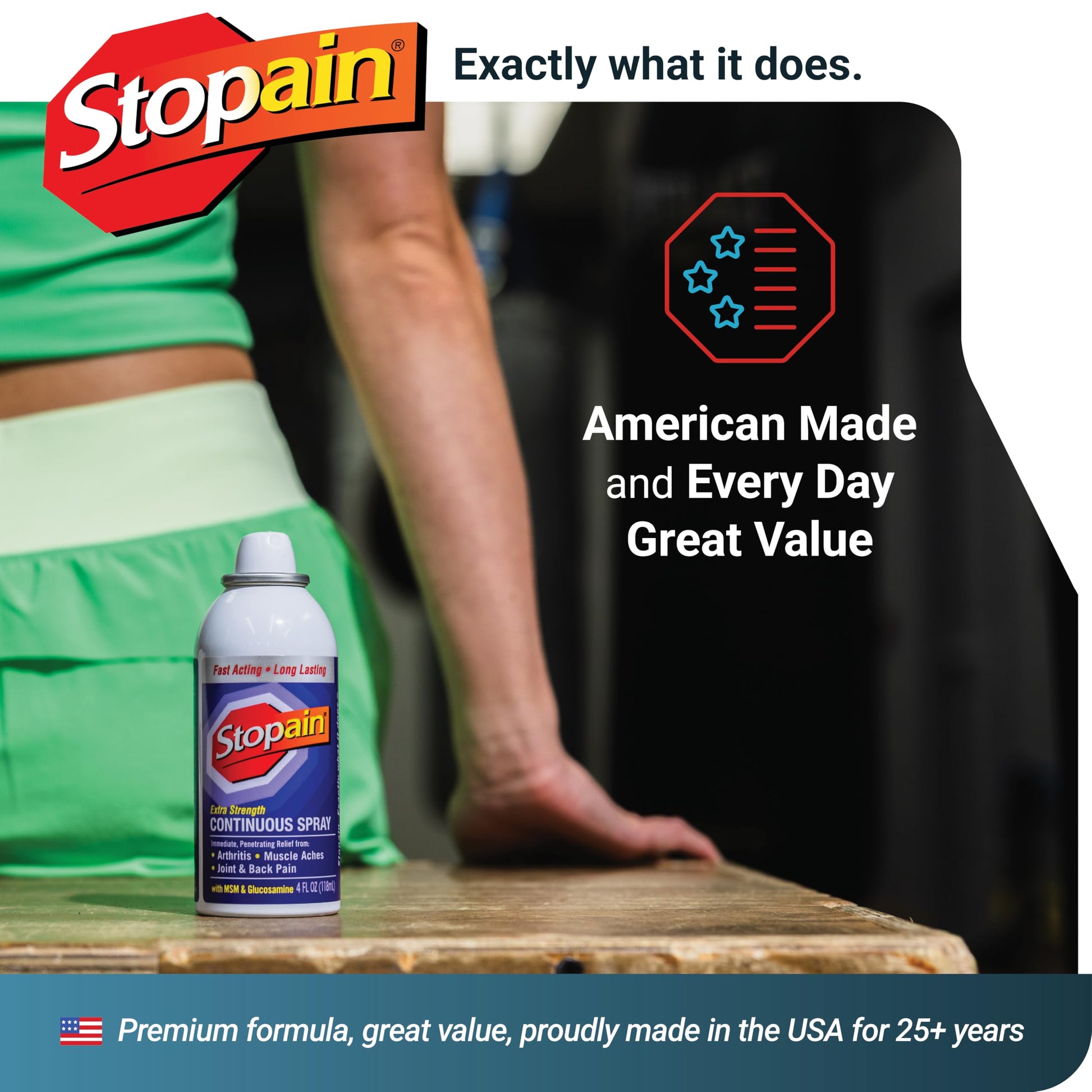 Stopain Pain Relief Spray 4oz (2 Pack) USA Made, Max Strength Fast Acting with MSM, Glucosamine, Menthol for Arthritis, Lower Back, Neck, HSA FSA Approved Topical Analgesic Products StopainBuy Supplements Australia