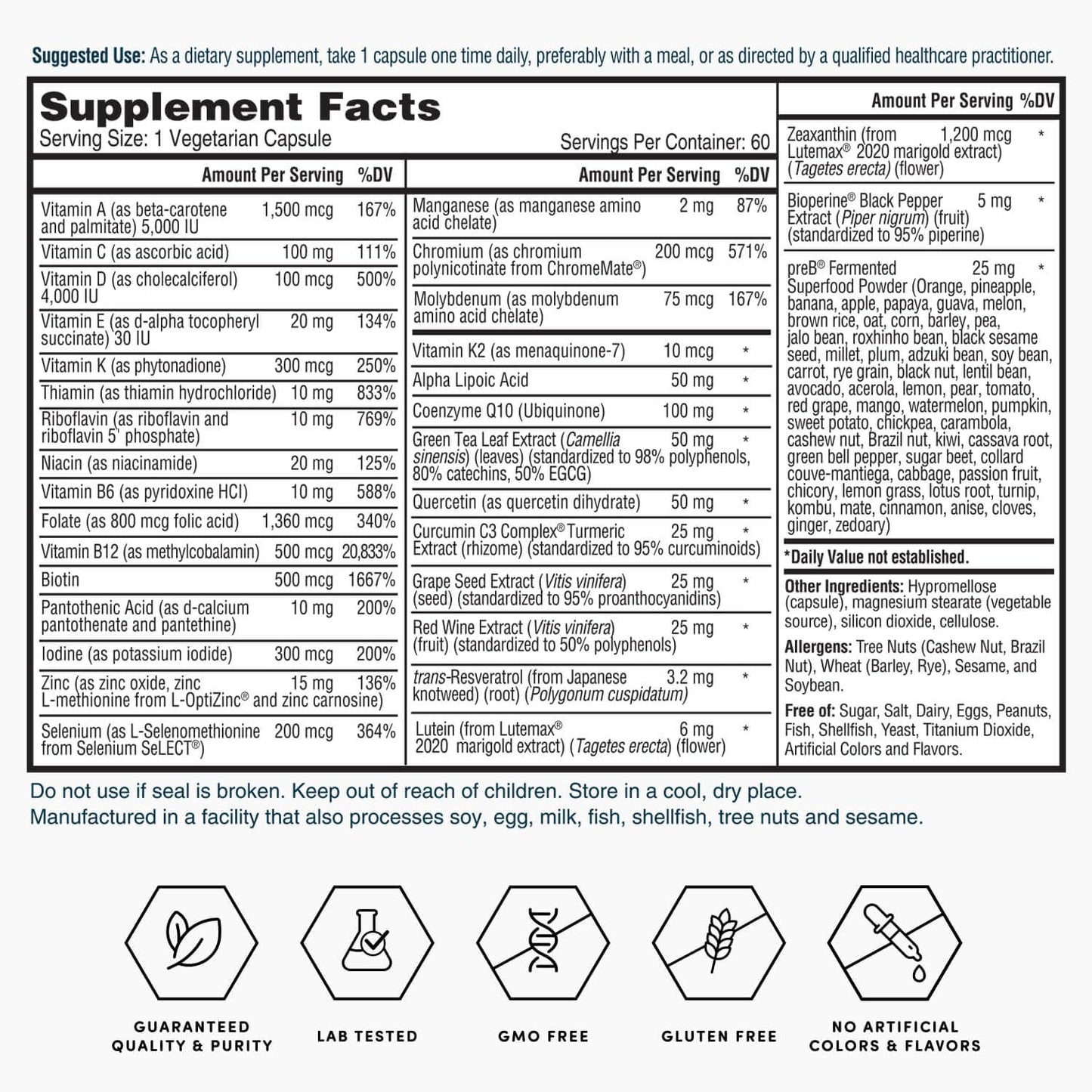 Nature's Lab Gold One Daily Multivitamin - Contains 19 Essential Vitamins & Minerals including Vitamin C, D3 & Zinc - 60 Capsules (2 Month Supply) Nature's LabBuy Supplements Australia