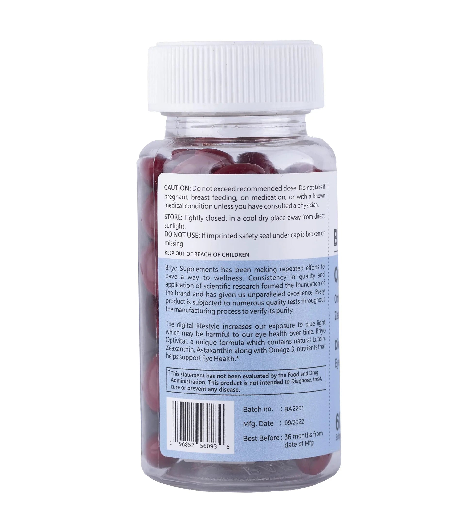 Briyo OptiVital Eye Health Supplement – Lutein, Zeaxanthin, Astaxanthin & Omega-3 from Natural Sources – Supports Vision BriyosisBuy Supplements Australia