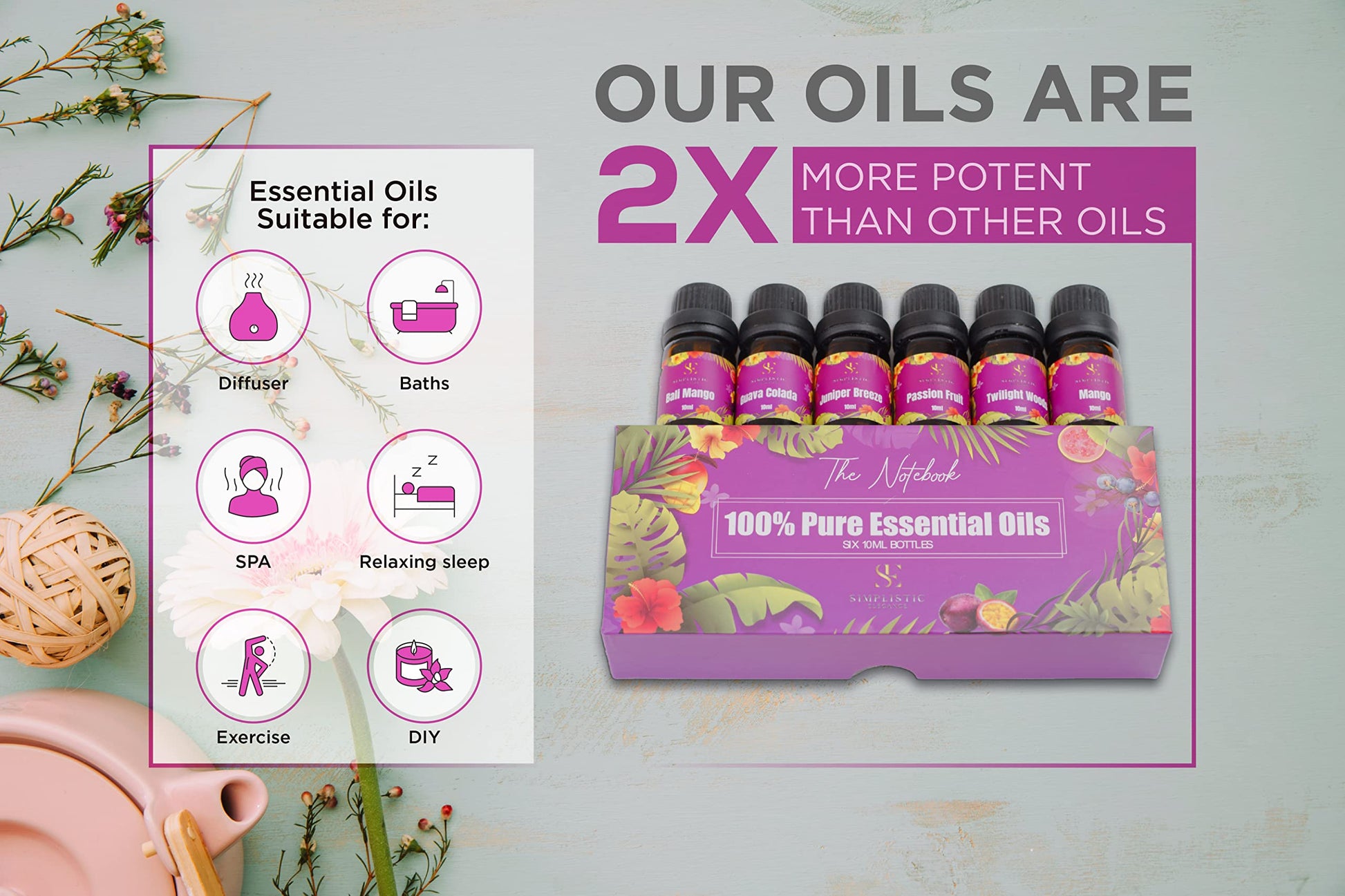 Simplistic Elegance Essential Oils Set - Top 6 Natural Aromatherapy Oils for Diffusers Humidifier Massage Simplistic EleganceBuy Supplements Australia