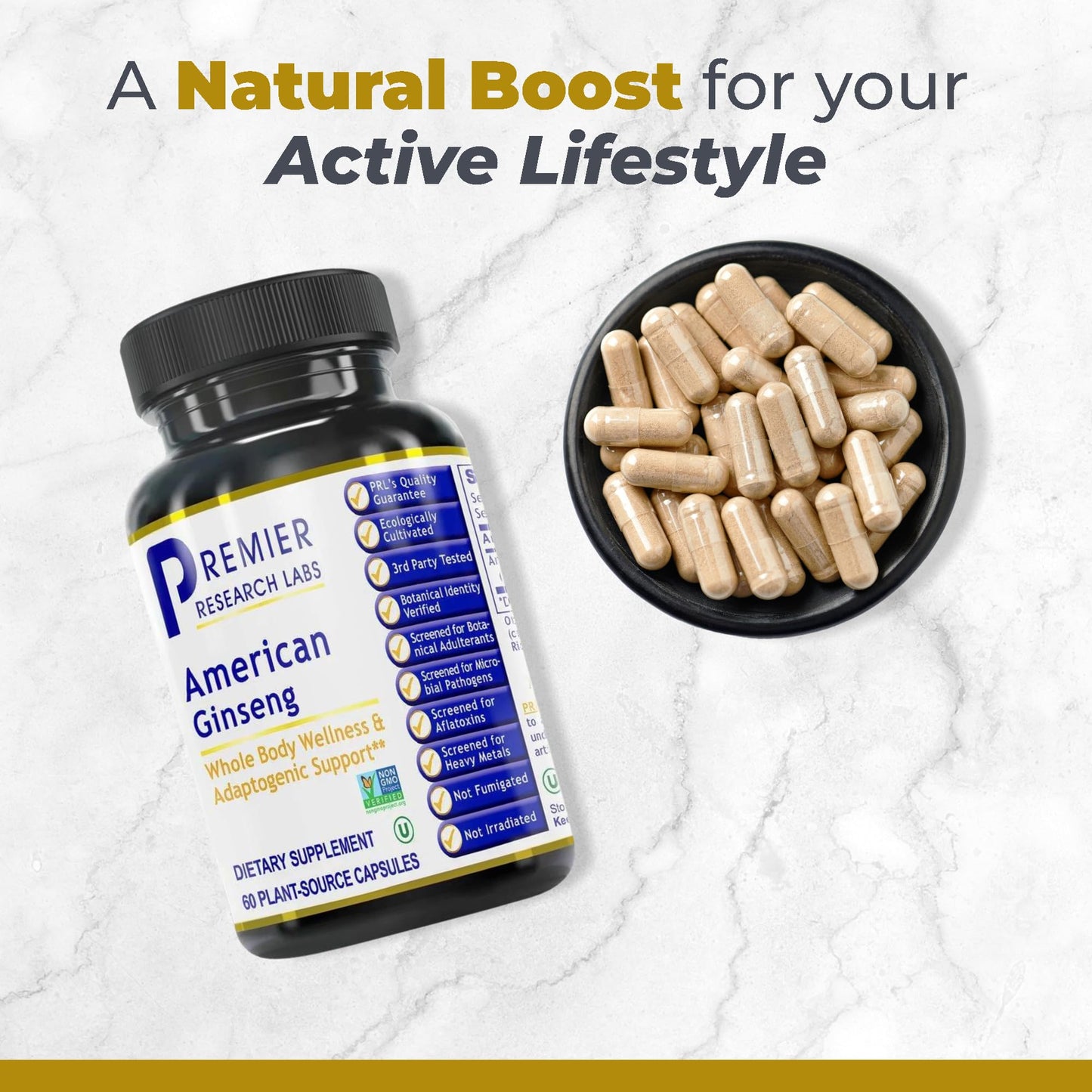 Premier Research Labs American Ginseng Supplement - American Ginseng Capsules, Herbal Ginseng Root Pills, North American Ginseng Herb Extract, Calming Energy Supplement - 60 Plant-Based Capsules Premier Research LabsBuy Supplements Australia