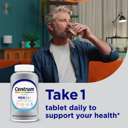 Centrum Silver Multivitamin for Men 50 Plus, Multimineral Supplement, Vitamin D3, B-Vitamins and Zinc, Gluten Free, Non-GMO Ingredients, Supports Memory CentrumBuy Supplements Australia
