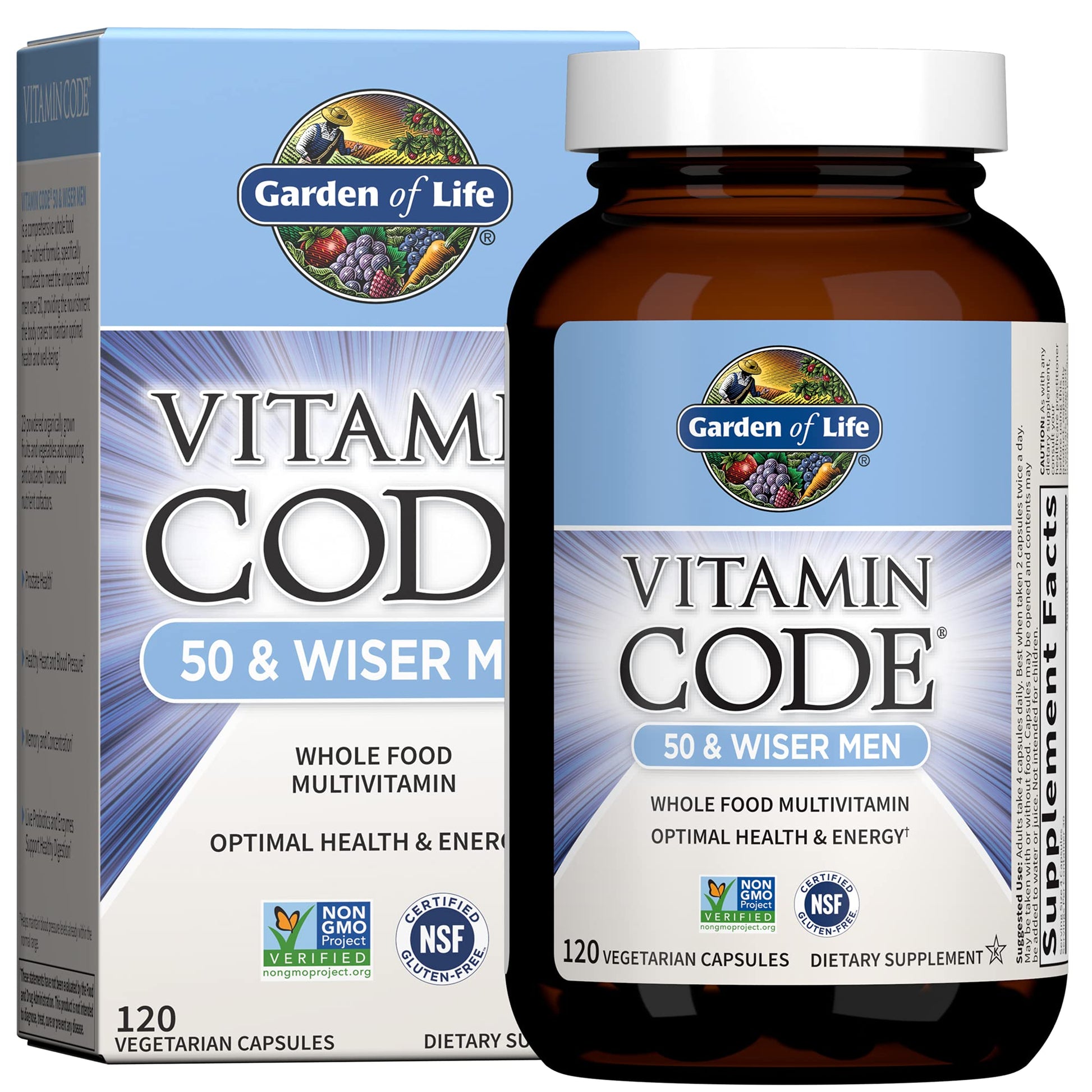 Garden of Life Multivitamin for Men - Vitamin Code 50 & Wiser Men's Raw Whole Food Vitamin Supplement with Probiotics, Vegetarian, 120 Capsules Garden of LifeBuy Supplements Australia