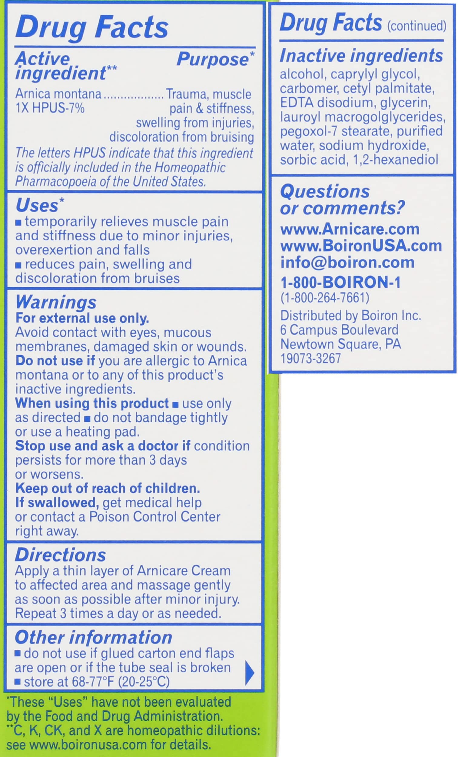 Boiron Arnicare Cream, Homeopathic Medicine for Pain Relief, 1.3 Ounce (Pack of 1) BoironBuy Supplements Australia