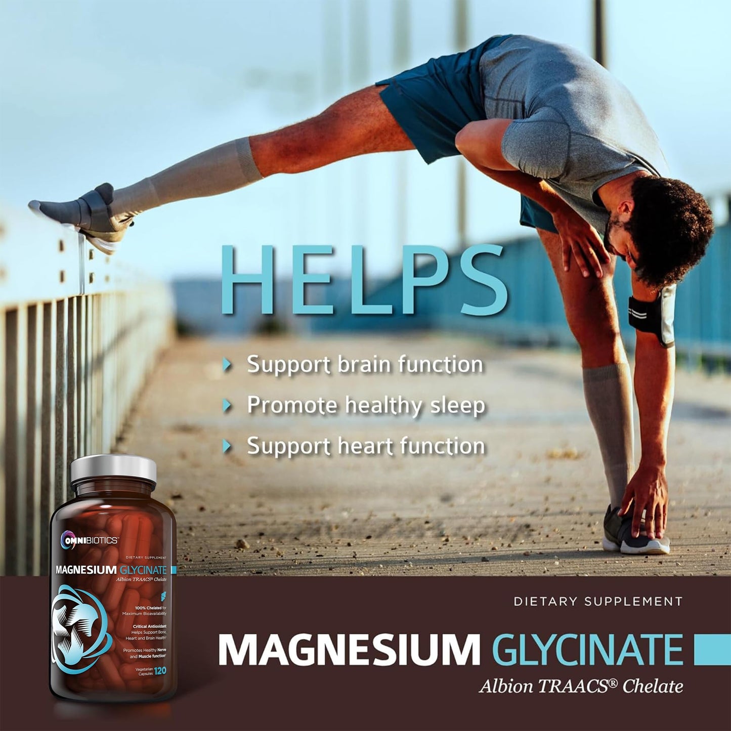 OmniBiotics Magnesium Glycinate Supplement – with 100% Pure Albion TRAACS Bisglycinate Chelate for Sleep, Muscle