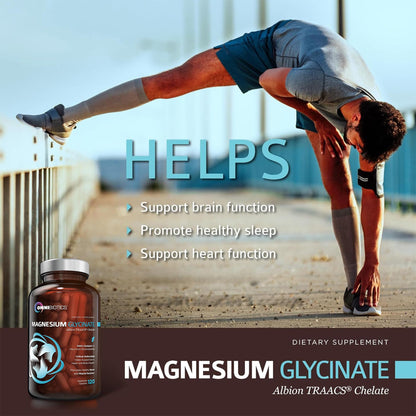 OmniBiotics Magnesium Glycinate Supplement – with 100% Pure Albion TRAACS Bisglycinate Chelate for Sleep, Muscle