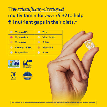 Ritual Multivitamin for Men 18+ with Zinc, Vitamin A and D3 for Immune Function Support*, Omega-3 DHA, B12, K2, Gluten Free RitualBuy Supplements Australia