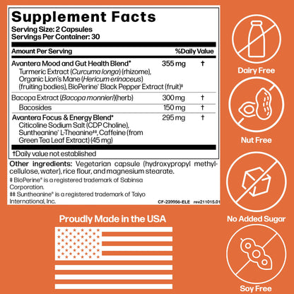 Avantera Premium Nootropic, Elevate | Energy, Focus, Mood, & Gut Health | 30 Day Supply AvanteraBuy Supplements Australia