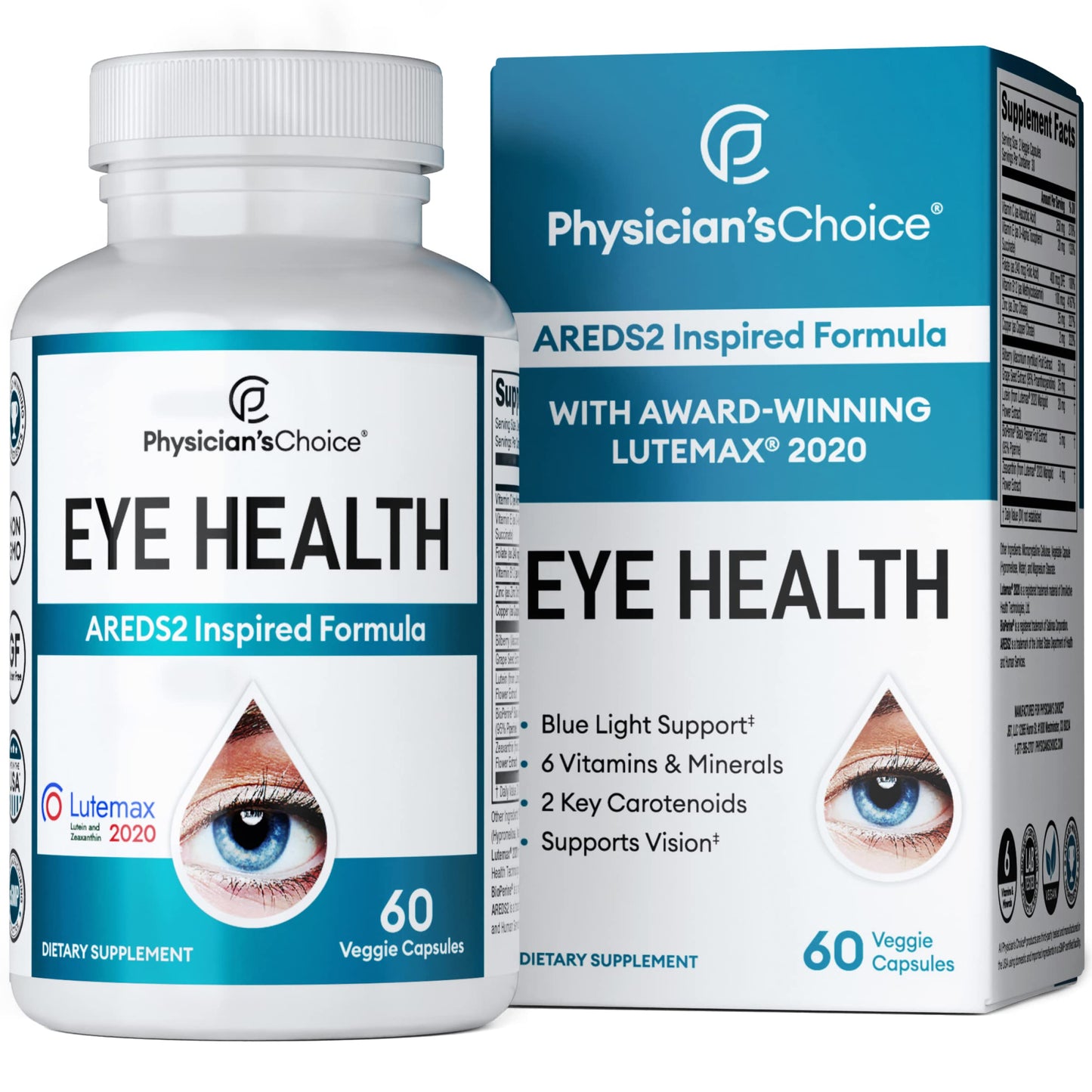 Areds 2 Eye Vitamins - Lutein, Zeaxanthin & Bilberry Extract - Supports Eye Physician's CHOICEBuy Supplements Australia