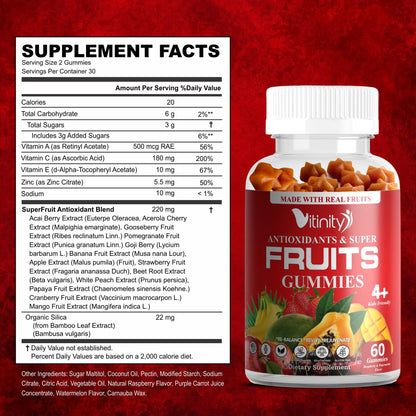 VITINITY Made with Real Super Fruits Delicious Gummy Supplement,Men,Women & Kids VITINITYBuy Supplements Australia