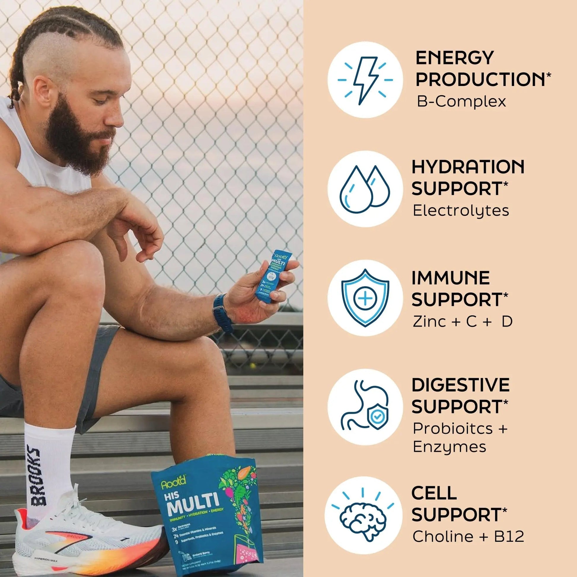 Root'd Multivitamin Powder for Men - 24 Vitamins & Minerals with 3X Electrolytes, 9 Organic Superfoods, Probiotics & Enzymes Root'd