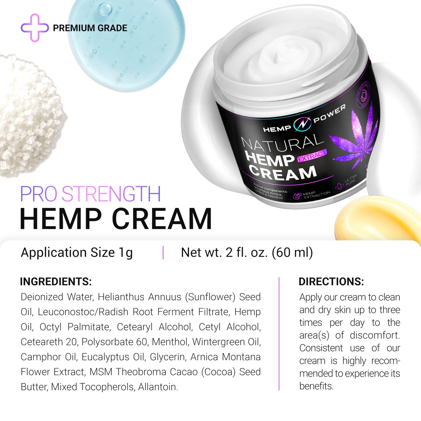 Hemp Power Joint Muscle Relief Cream, with Hemp, Menthol, MSM Arnica, Support Your Back, Muscles, Joints, Neck, Shoulder, Knee, Nerves - 2 Fl Oz. HEMP POWERBuy Supplements Australia