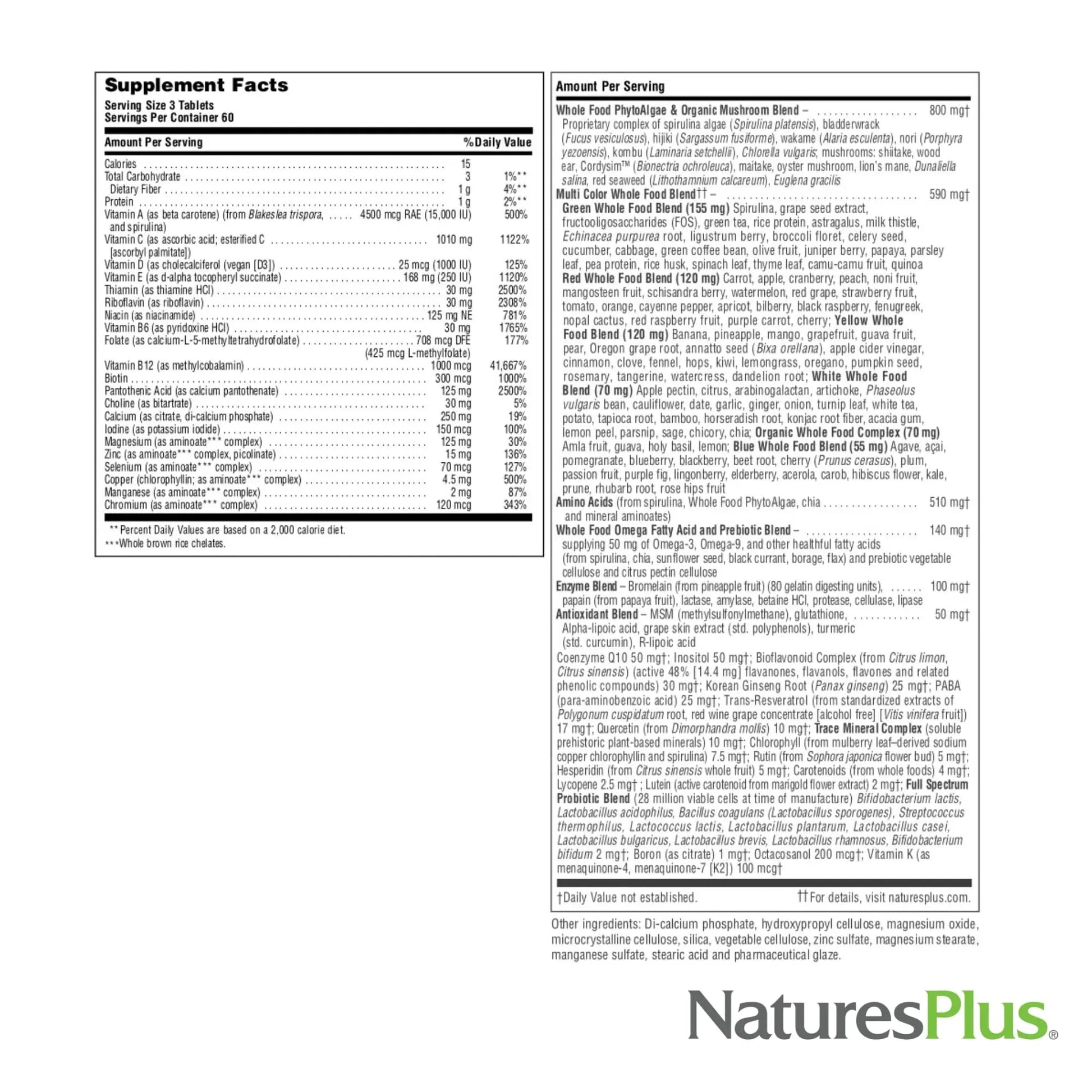 NaturesPlus Source of Life Gold Multivitamin - 180 Tablets - with Vitamins D3 & B12 - Blood, Bone & Immune Support NaturesPlus