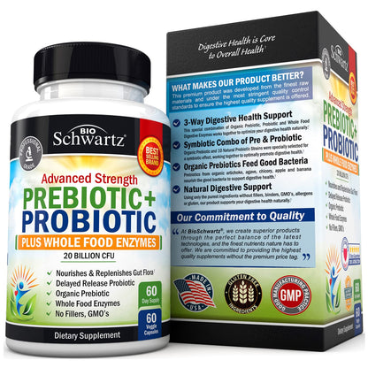 Prebiotics and Probiotic with Whole Food Enzymes for Adults Women & Men BioSchwartzBuy Supplements Australia