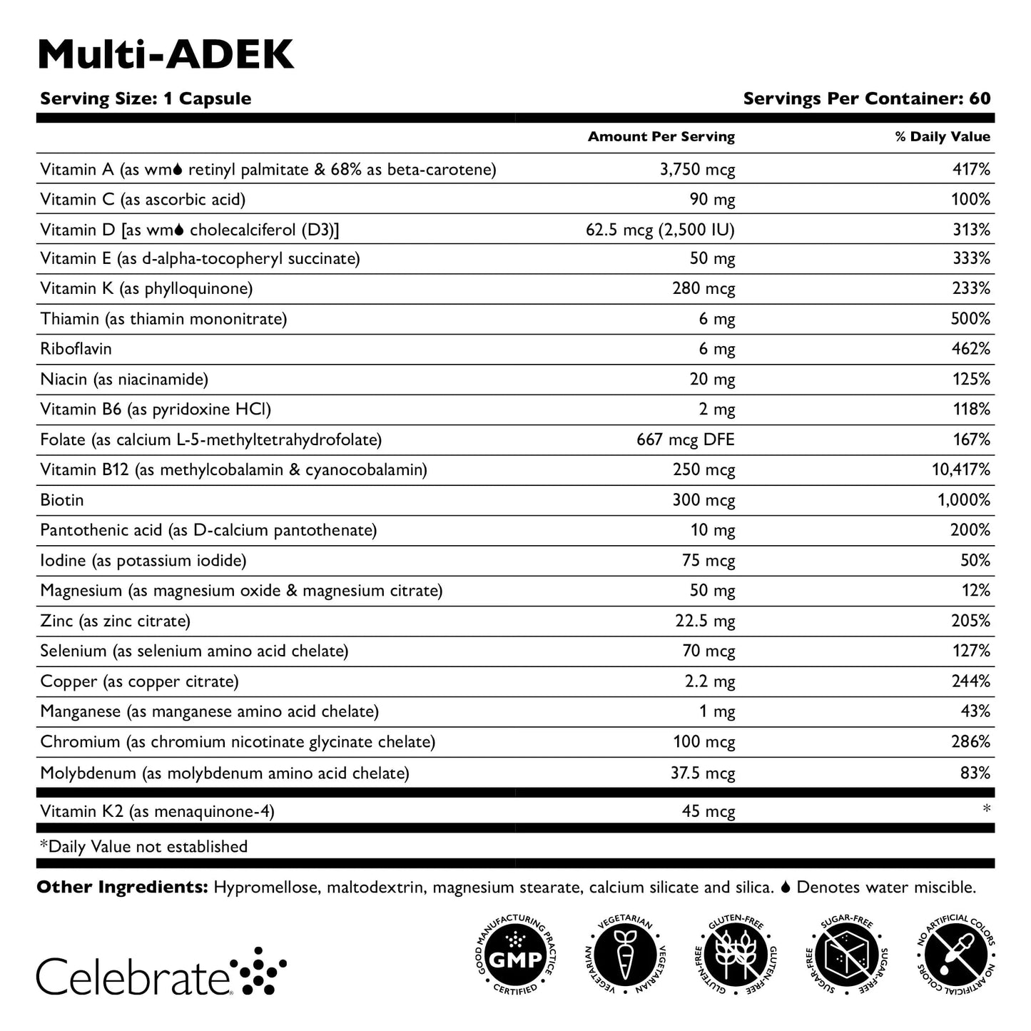 Celebrate Vitamins Multi ADEK, Iron Free – Daily Bariatric Multivitamin, High Level of Vitamins A, D, E, K & B12 Celebrate Bariatric Supplements