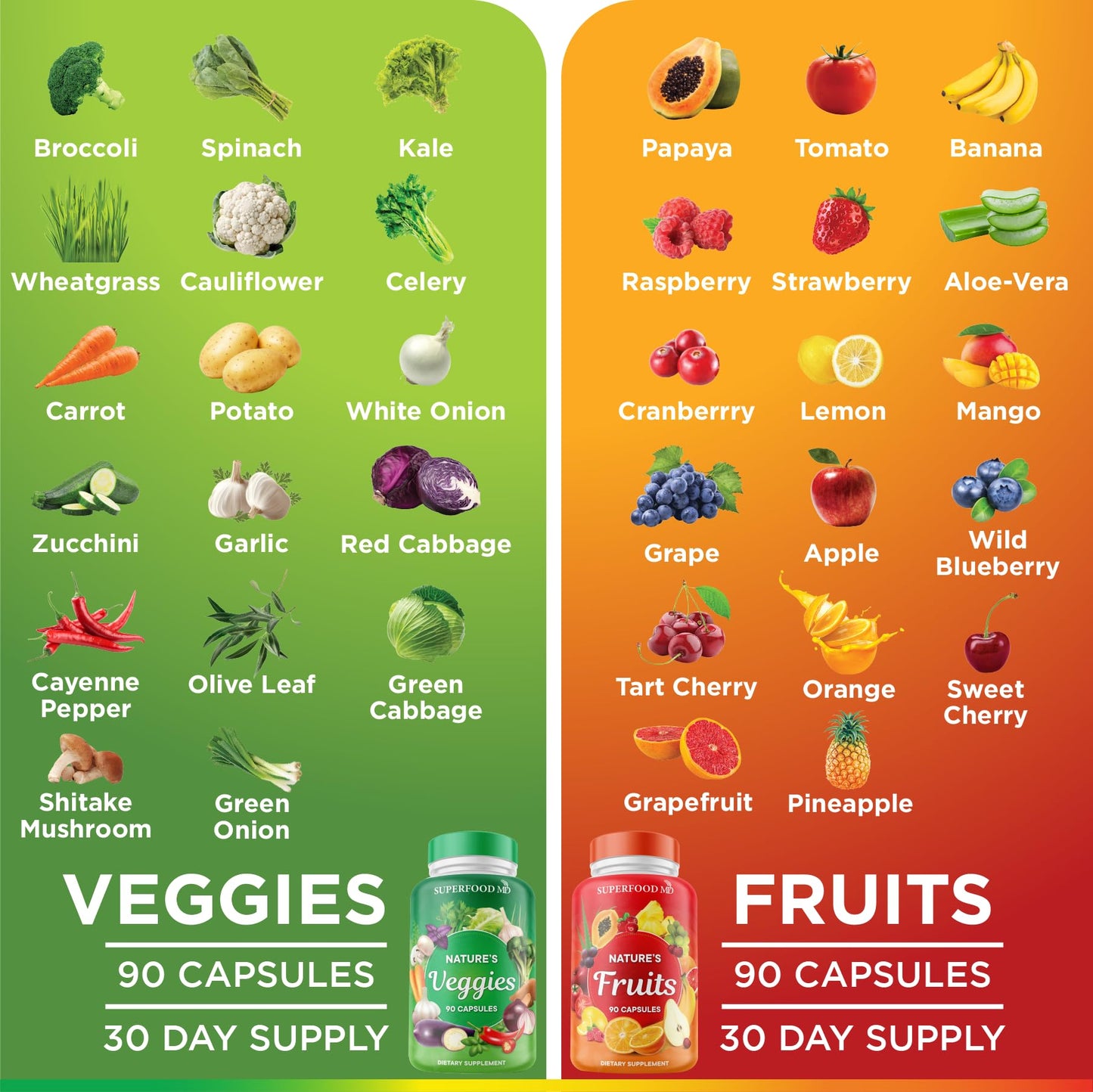Superfood MD Fruits & Veggies Supplement - Whole Food Natural Superfoods - with Beta Carotene - Soy Free- 90 Count (Pack of 2) Superfood MDBuy Supplements Australia