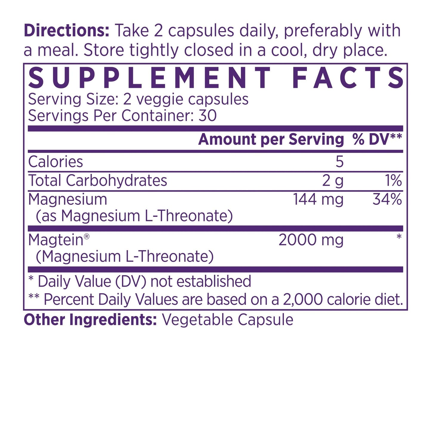 NAOMI Magnesium L-Threonate with 2,000mg Patented Magtein®, High Absorption Elemental Magnesium, Memory Supplement - Brain Health, Focus, Nerve Support, Heart Health, Natural Sleep Aid, 60 Veggie Caps NAOMIBuy Supplements Australia