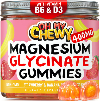 Center-Filled Magnesium Glycinate Gummies 400MG - High Absorption for Kids, Teens & Adults - Supplement for Sleep, Calm & Muscle Relaxation with B6 & D3