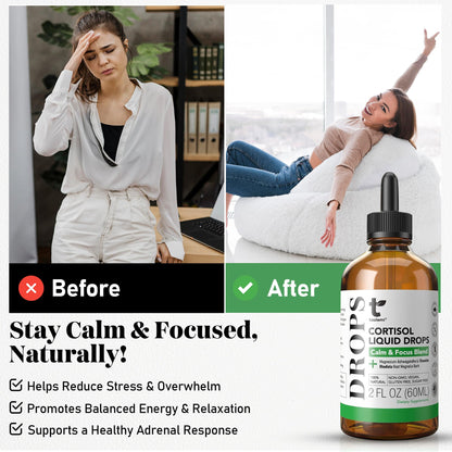 Cortisol Manager Drops with Magnesium & Ashwagandha - Advanced Liquid Blend for Relaxation, Supports Restful Sleep, Fast-Absorbing Liquid, Non-GMO, 2 Fl Oz taolemiBuy Supplements Australia
