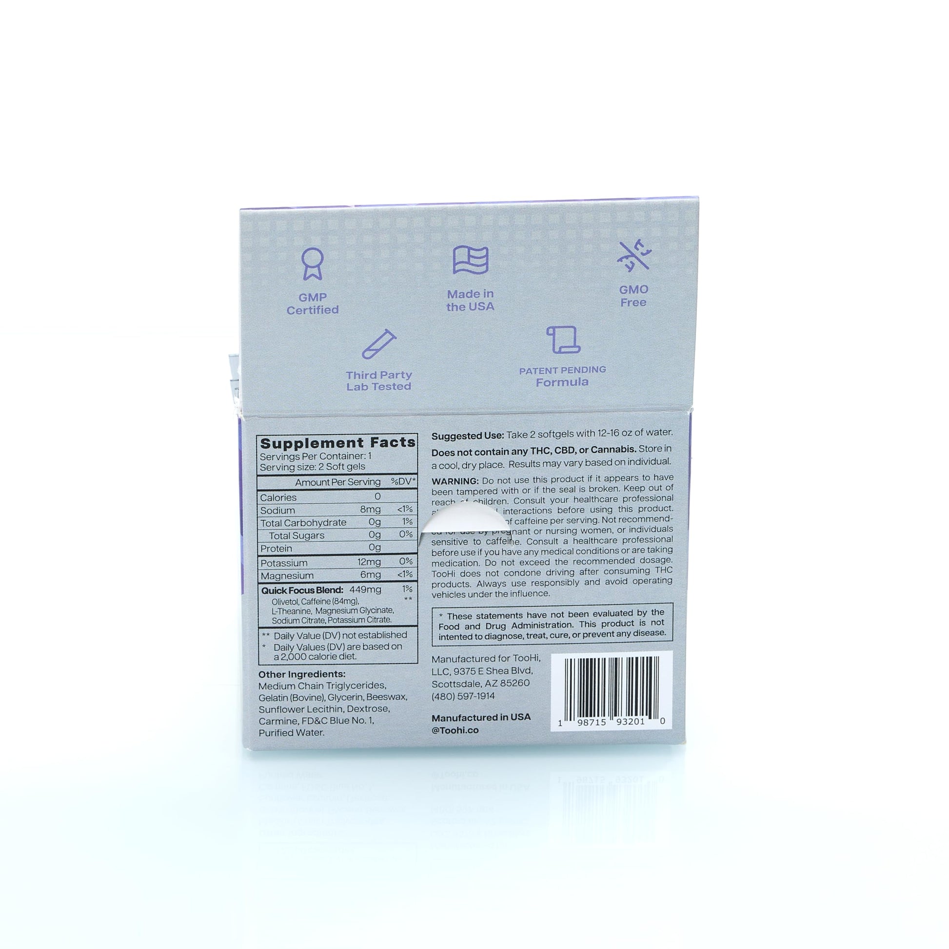 TooHi Reset Softgels - Proprietary Blend with Additional Caffeine (84mg), L-Theanine & Electrolytes | Patent Pending - 10 Doses TooHiBuy Supplements Australia