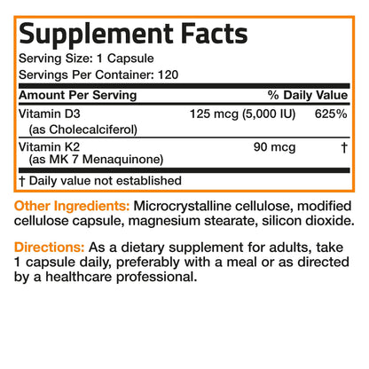 Bronson Vitamin K2 (MK7) with D3 Supplement Non-GMO Formula 5000 IU Vitamin BronsonBuy Supplements Australia