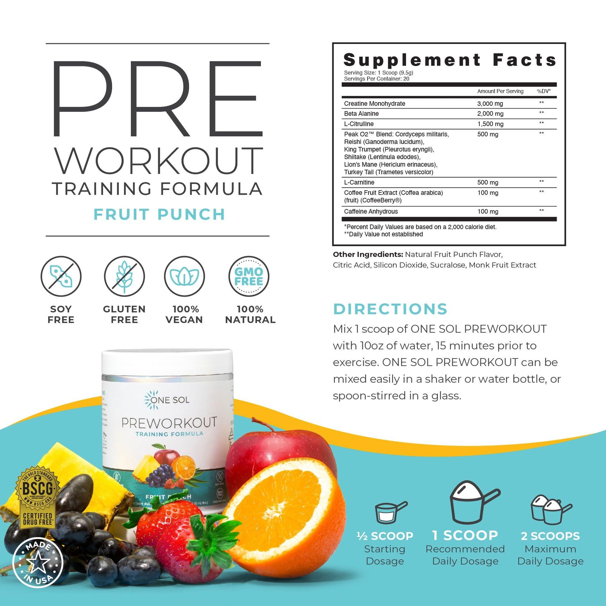 One Sol Pre-Workout for Women, Enhanced Pump & Focus, No Jitters Or Crash, Natural One SolBuy Supplements Australia