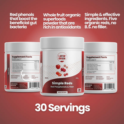 Layer Origin Simple Reds - Organic Red Polyphenols Whole Fruit Powder | Five Real Whole Fruits | 30 Servings Layer OriginBuy Supplements Australia