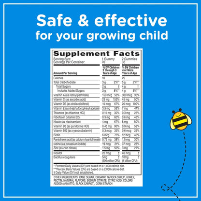 Zarbee's Kid's Complete Multivitamin + Probiotic Gummies with Vitamins A B C D E & zinc for Digestive Health Easy To Chew Kids Daily Multivitamin Gummies Natural Fruit 70 Count Zarbee'sBuy Supplements Australia