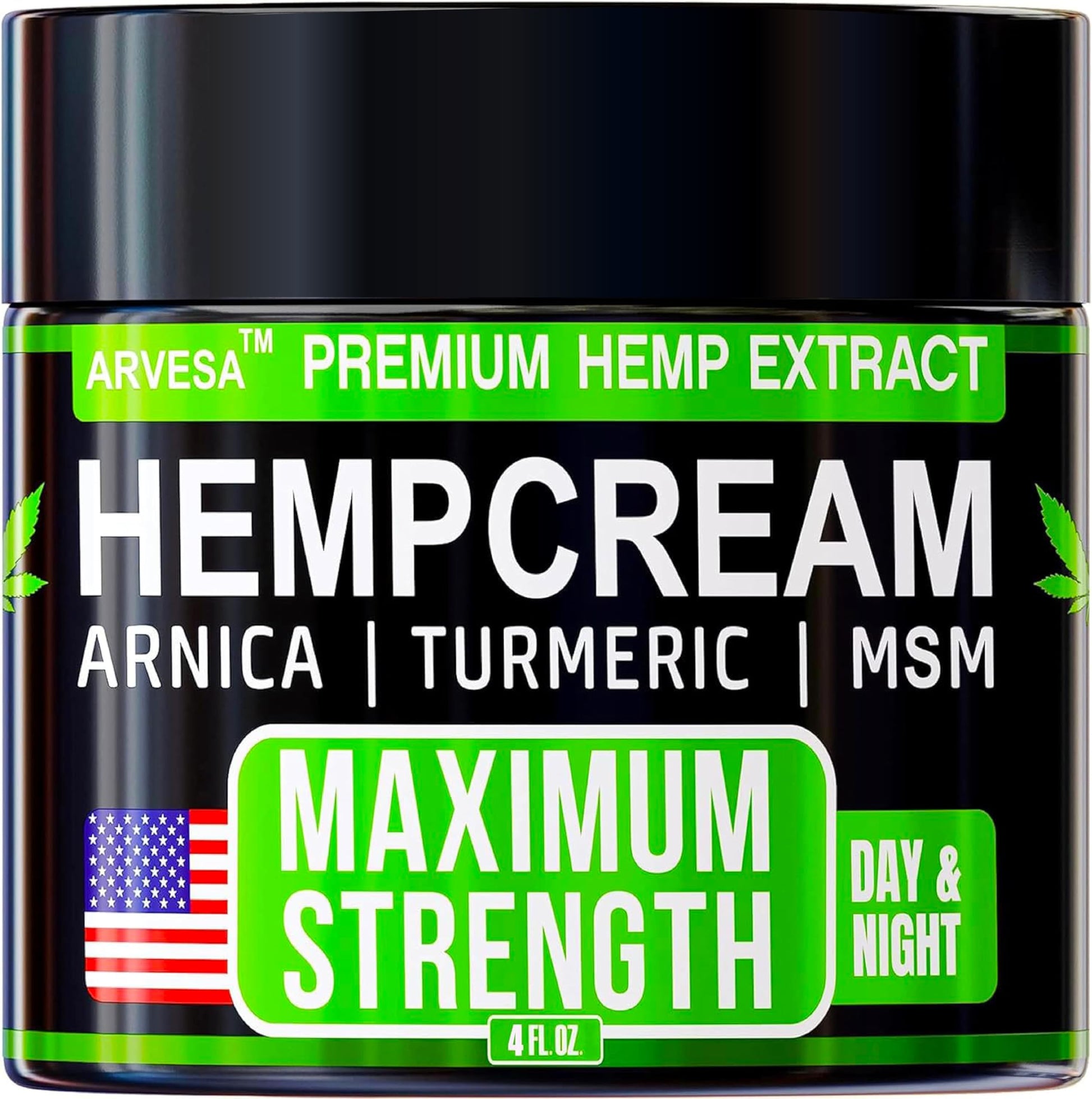 Hemp Cream Maximum Strength with Glucosamine, Arnica, Turmeric, MSM - Natural Hemp Oil Gel Rub - Fast Absorption, Non-Greasy - Advanced Formula - Formulated in USA - 4 FL OZ ArvesaBuy Supplements Australia
