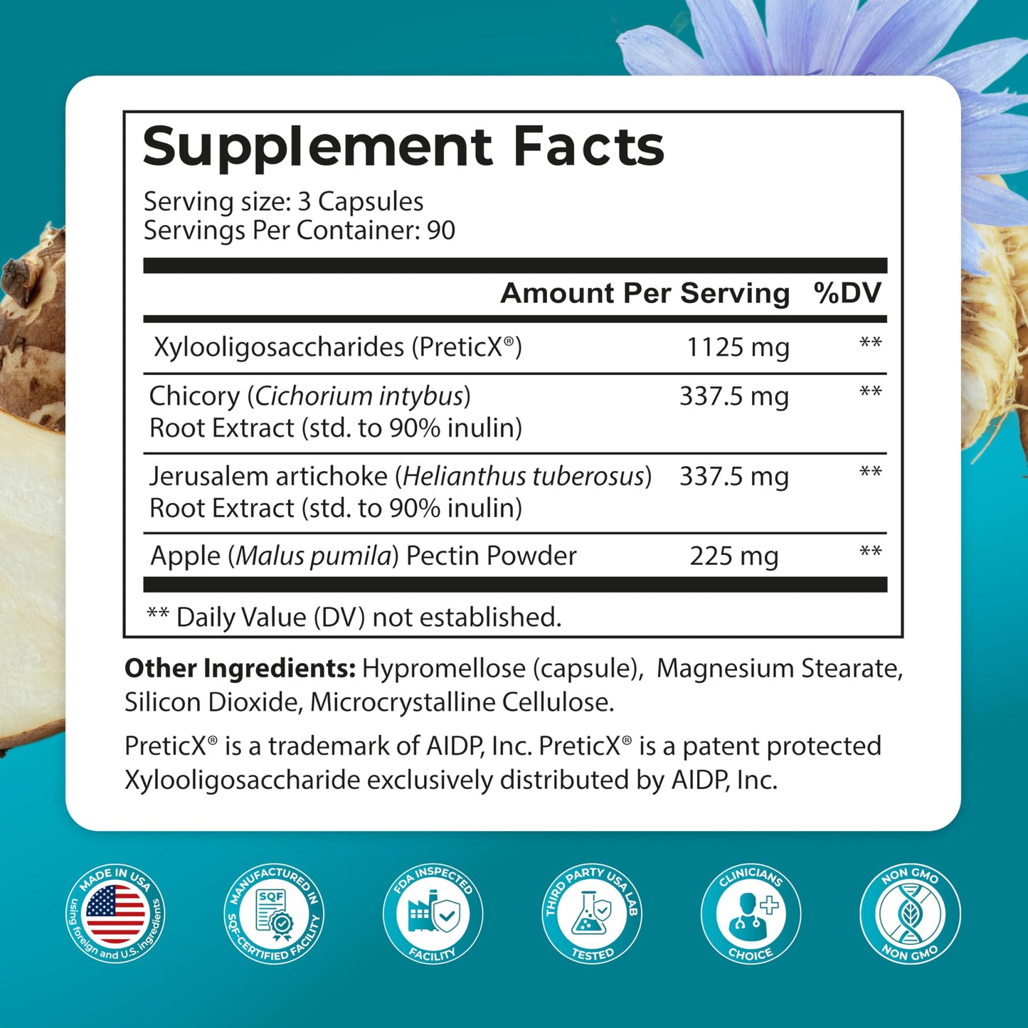 PUREHEALTH Research Improbiome - Prebiotic Fiber - Natural Support for Healthy Gut Prebiotics - Digestive Nutritional Supplements - with Jerusalem Artichoke,