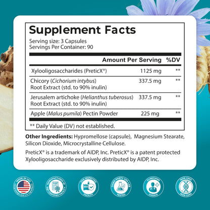 PUREHEALTH Research Improbiome - Prebiotic Fiber - Natural Support for Healthy Gut Prebiotics - Digestive Nutritional Supplements - with Jerusalem Artichoke,