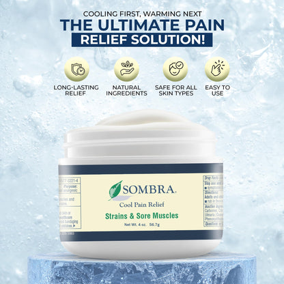 Sombra Original Cool Therapy Gel Cold Pain Relief for Swelling, Growing Pains, Soreness, Post-Workout, Vegan Formula Free of Artificial Fragrances, Dyes, NSAID, Wax, Petroleum, Alcohol - 4oz Jar SombraBuy Supplements Australia