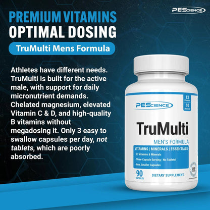 PEScience TruMulti Multivitamin for Men, Daily Formula with Premium Vitamin C, D, Zinc, Chromium Picolinate Supplement for Immune Support PEScienceBuy Supplements Australia