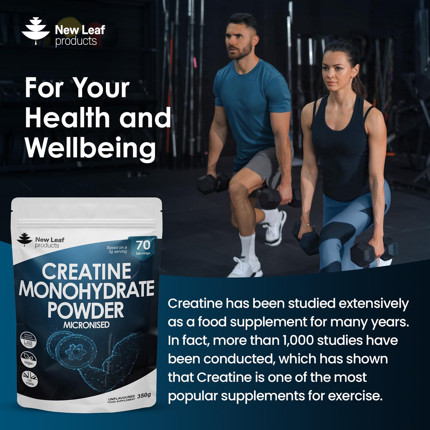 Creatine Monohydrate Powder 100% Pure Micronized Creatine - 350g Increased Absorption NEW LEAF PRODUCTSBuy Supplements Australia