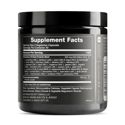 Toniiq 200 Billion CFU Probiotic Supplement 30 Verified Third-Party Tested Strains - Fully Shelf-Stable Probiotics Formula