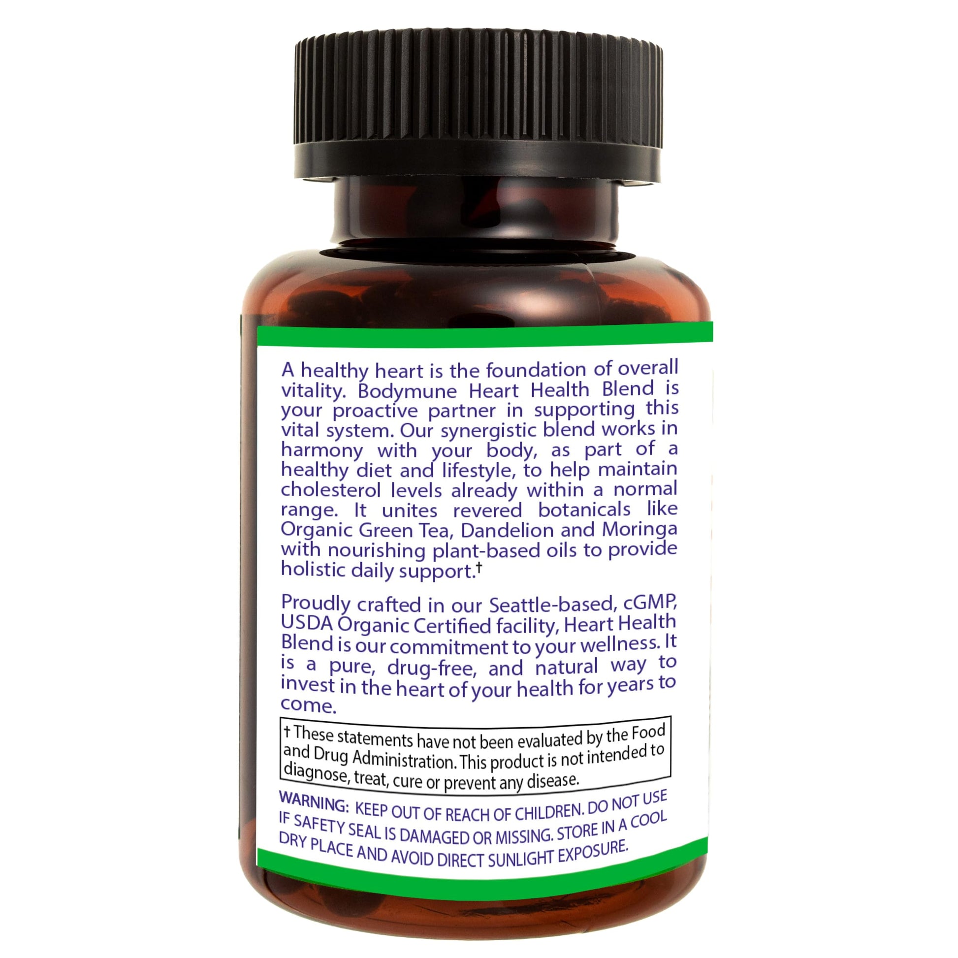 Bodymune Heart Health Blend Cholesterol Support – Organic Cardiovascular & Circulation Supplement – with Green Tea, Pomegranate & Black Seed Oil – 66 Capsules – USDA Organic, Vegan BodymuneBuy Supplements Australia