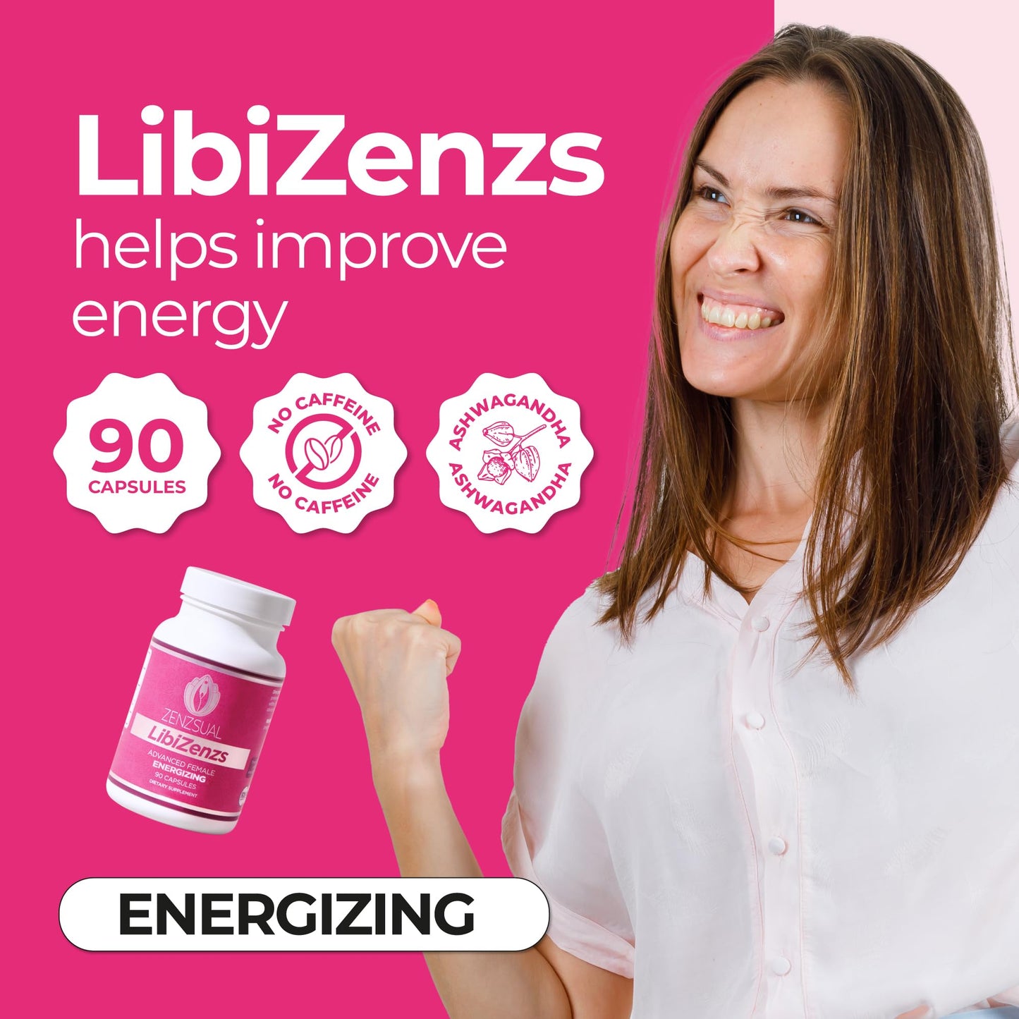 ZENZSUAL Libizenzs – Plant-Based Energy Support Supplement for Women – Caffeine-Free with Maca Root, Ashwagandha & Ginseng – Supports Daily Stamina, Focus & Well-Being – 90 Vegan Capsules ZENZSUALBuy Supplements Australia