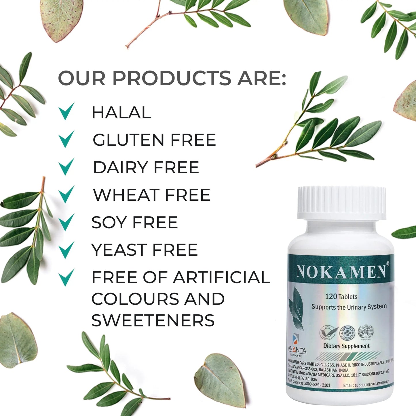 Ananta Medicare USA NOKAMEN – Kidney & Urinary Tract Support Herbal Formula, 120 Tabs Ananta Medicare USABuy Supplements Australia