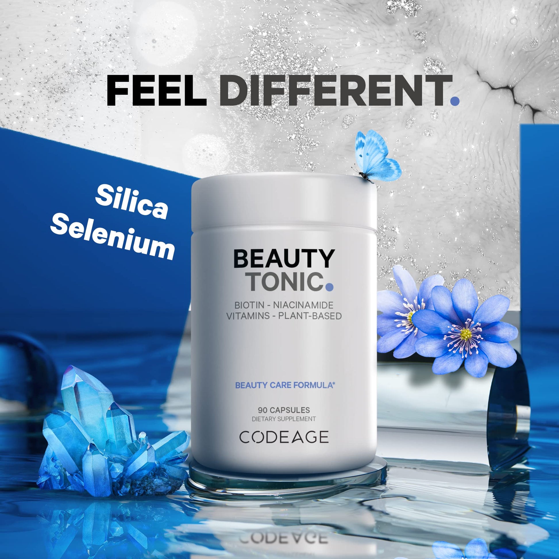 Codeage Biotin Supplement with Vitamin C, Vitamin E, Vitamin B6, Niacin, Folate, Organic Food Blend, Phytoceramides, Astaxanthin, Selenium - Beauty Tonic - Hair, Skin, and Nail Support - Vegan, 90 Ct CodeageBuy Supplements Australia