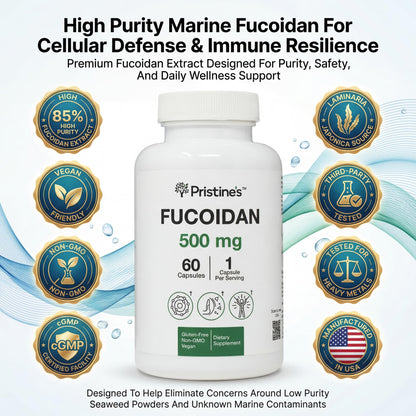 PRISTINE'S Fucoidan 500MG Immunity Supplement Capsules - 60 Day Supply - Brown Seaweed Extract - Potent Herbal Antioxidant Lung Health & Skin Health Support PRISTINE'SBuy Supplements Australia
